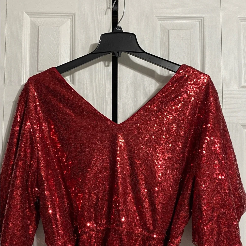 BOLD elements red sequin blouse top shirt size 2X - Picture 6 of 9